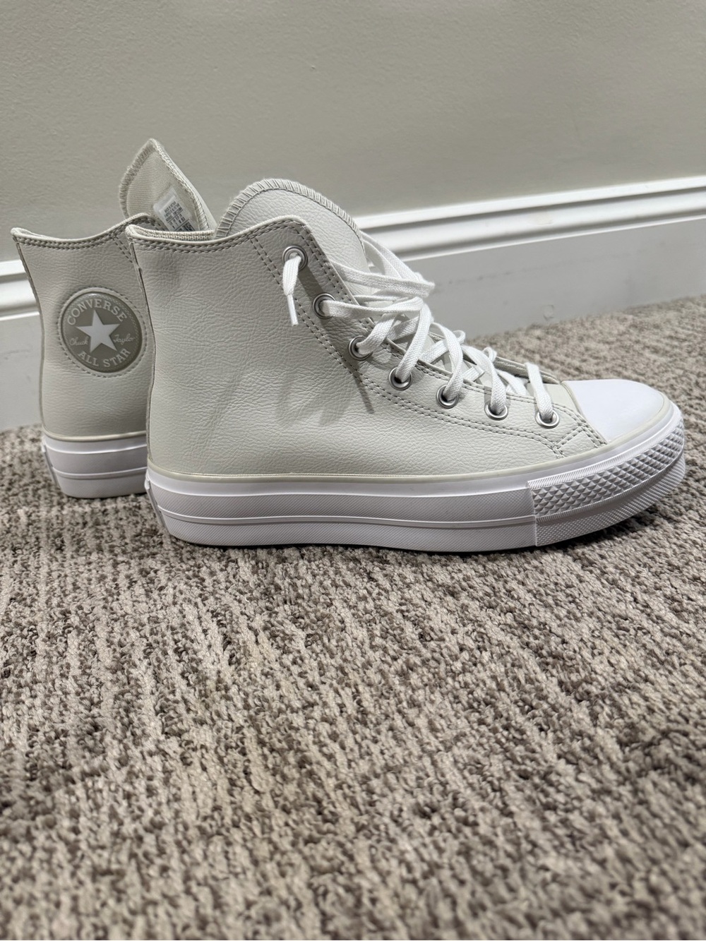 Converse White High Top Platform Sneakers